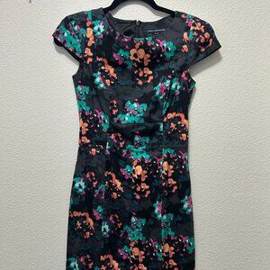 Frnech Connection black floral straight dress, sleeveless, size 2
